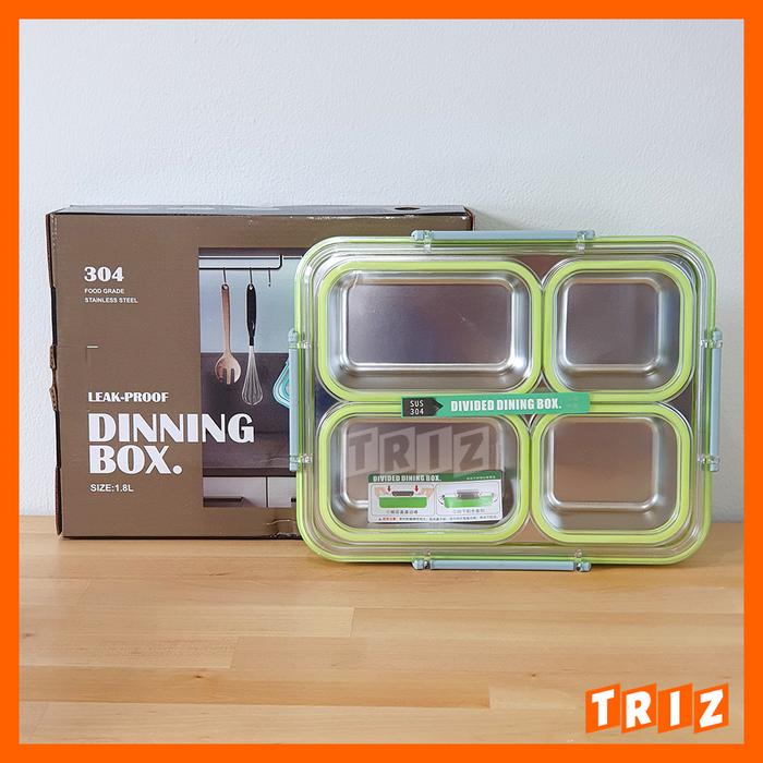 Gambar Jual Lunch Box / Kotak Makan Stainless Steel Anti Bocor Tumpah 4 Sekat - Hijau dari TRIZ Store_NEW undefined Tokopedia