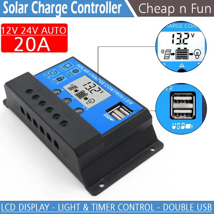 Gambar 10A LCD PWM Solar Panel Charge Controller With Dual USB 5V - 20A dari aganshop undefined Tokopedia