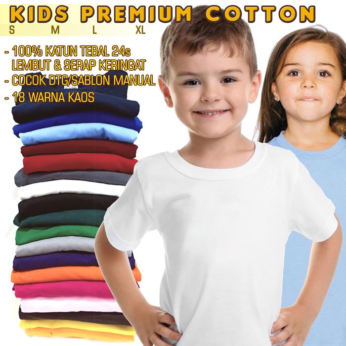 Gambar Kaos Polos Anak Katun 24s Premium Katun combed 24s - S, LENGAN PANJANG dari sablon kaos polos bandung undefined Tokopedia