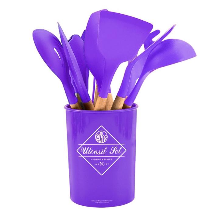 Gambar Silicone Utensil Set BPA Free Import 11Pcs Spatula Silicone Set - Ungu dari VIBOSTECH undefined Tokopedia