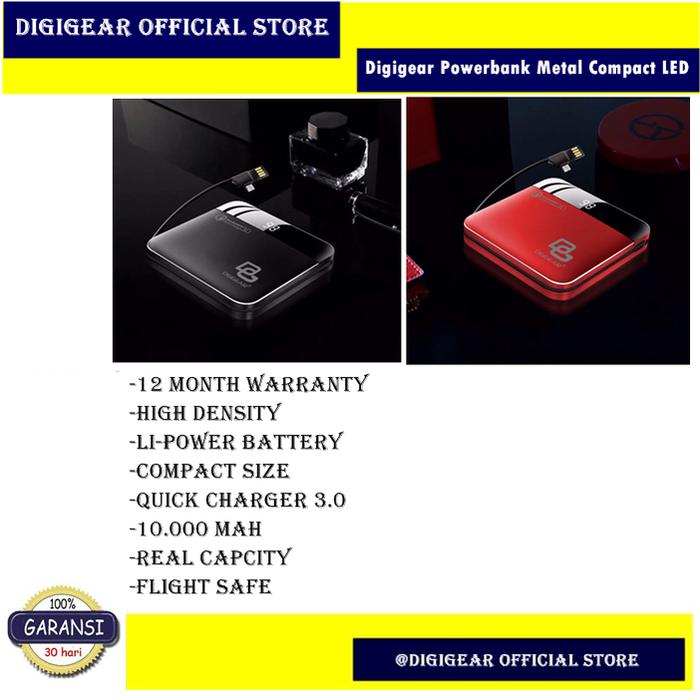 Gambar DIGIGEAR Quick Charge 3.0 CompactBox MetalCase PowerBank 10000mAH LED - Merah dari DIGIGEAR Official Store undefined Tokopedia