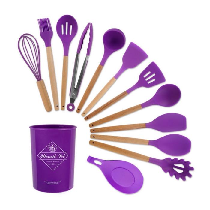 Gambar Silicone Utensil Set 11Pcs Peralatan Masak Set BPA Free Spatula - Ungu dari Jaminmurah899 undefined Tokopedia