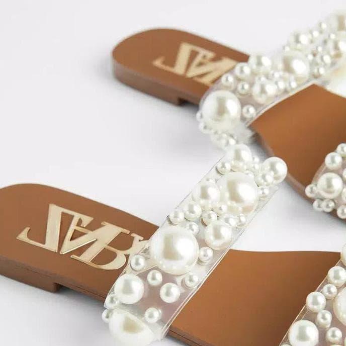 Flat Pearl Shoes Zara Flat Sandal Wanita Shoes Brand Alas Kaki