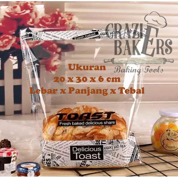 Gambar Kemasan Roti Plastik Desain Dengan Ikat Twister (50 pcs/set) - 20 x 30 x 6 cm dari Crazie Bakers Baking Tools undefined Tokopedia