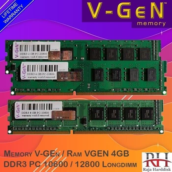 Jual Memory V-GEn / Ram VGEN 4GB DDR3 PC 10600 / 12800 Longdimm ...