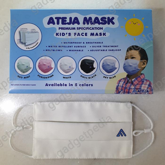Gambar Masker Kain ATEJA MASK SATUAN / ECERAN Warna Warni Non Medis 3 Ply WHO - ANAK, NEO MINT dari @gadgetpedia undefined Tokopedia