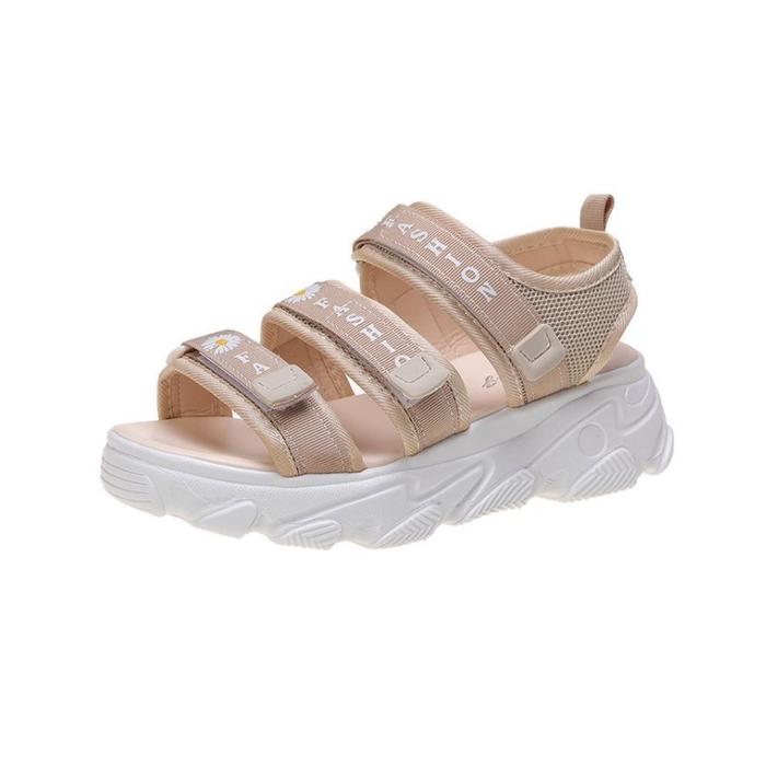 Gambar Sandal Gladiator 3 Tali Strap FLOWER Wanita Import Korea Style - Krem, 39 dari TOKOBIG undefined Tokopedia