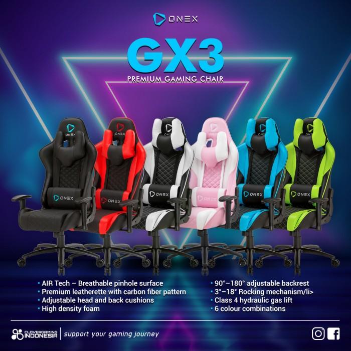Gambar ONEX Kursi Gaming Chair GX3 Premium Quality GX 3 GX-3 - Hitam dari Clover Garment Indonesia undefined Tokopedia