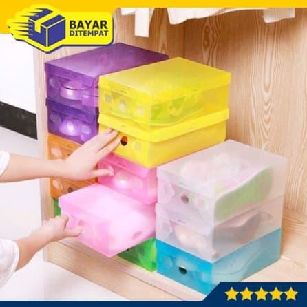 Gambar Kotak Sepatu (Shoes Box) Warna Warni Transparan - Putih dari Maju Grosir undefined Tokopedia