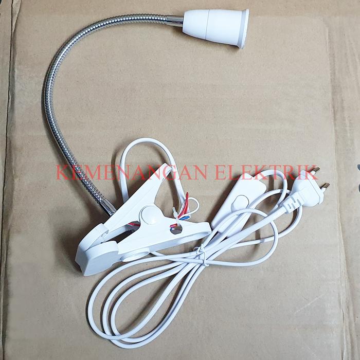 Gambar LAMPU MEJA JEPIT FLEXIBLE FITTING E27 / CLAMP FLEKSIBEL FITING E27 - Putih dari Toko Kemenangan Elektrik undefined Tokopedia