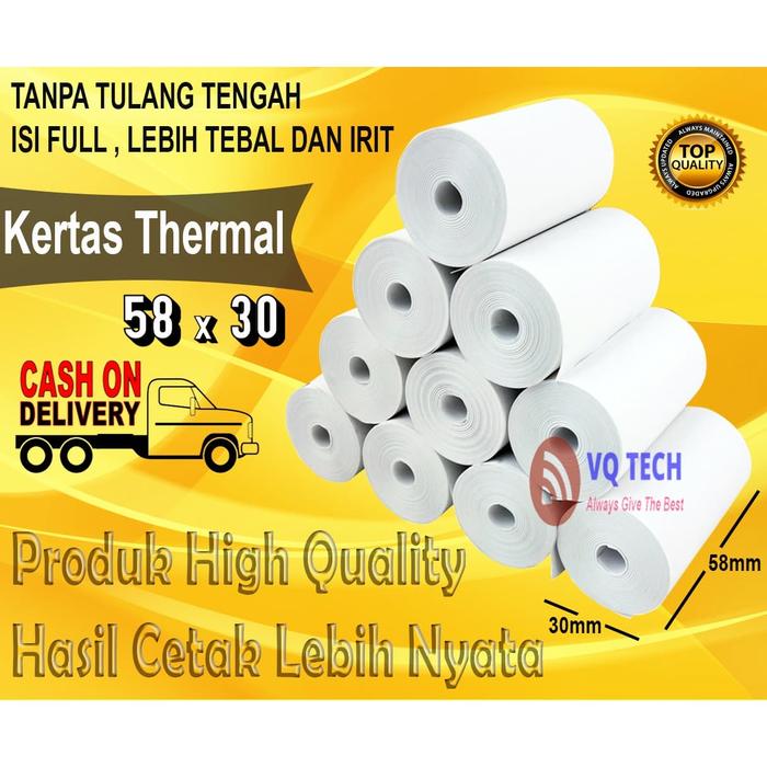 Gambar Kertas Printer Thermal Kertas Struk kasir 58x30mm isi 10 Roll dari VQ TECHNOLOGY undefined Tokopedia