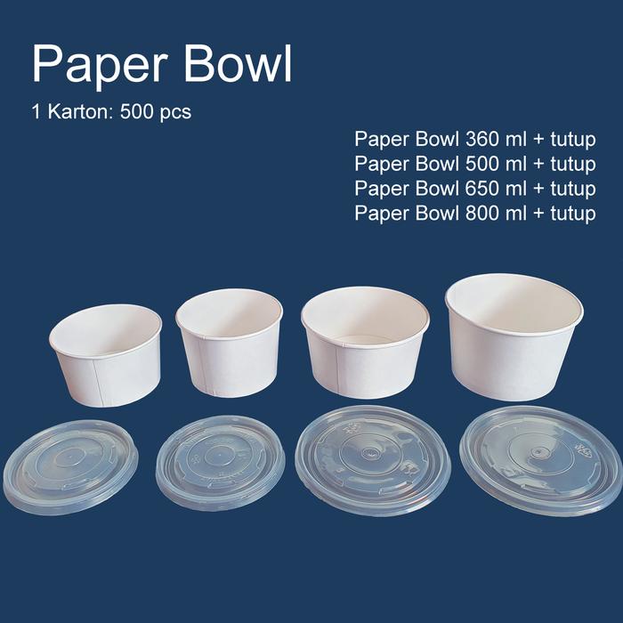Gambar Paper Bowl 650 ml + tutup dari Sinar Berkat Packaging undefined Tokopedia