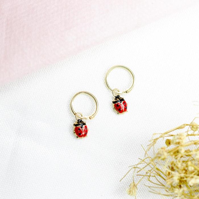 Gambar Keykana Baby Jewelry 14K Real Italy Gold - Anting Tusuk/Bulat Ladybugs - Anting Bulat dari Keykana Jewelry undefined Tokopedia