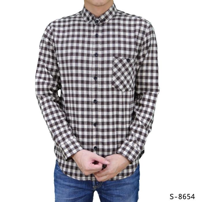 Gambar BAJU KEMEJA FLANEL FLANNEL KOTAK COKLAT COWOK PRIA - M dari VAN SHIRT STORE undefined Tokopedia