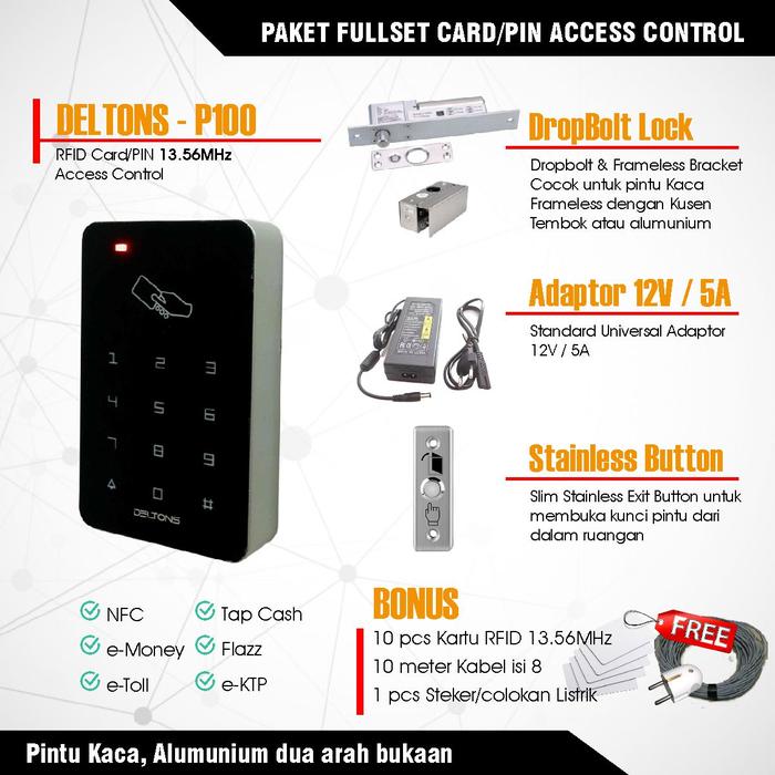 Gambar Smart Lock Door Access Control Drop bolt lock RFID Card PIN - Stainless Exit dari SOS Sicherheit undefined Tokopedia