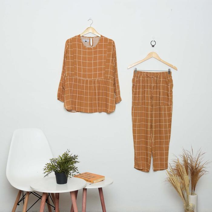 Gambar Moseshah Juwa Tartan Long Set JS08 - L dari moseshah undefined Tokopedia