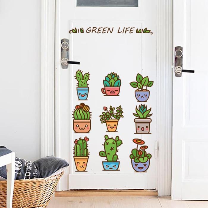 Gambar Stiker Dinding / Kaca / Wall Sticker (Ekspresi Lucu Aneka Pot Tanaman) dari Ramayana Grosir Surabaya undefined Tokopedia
