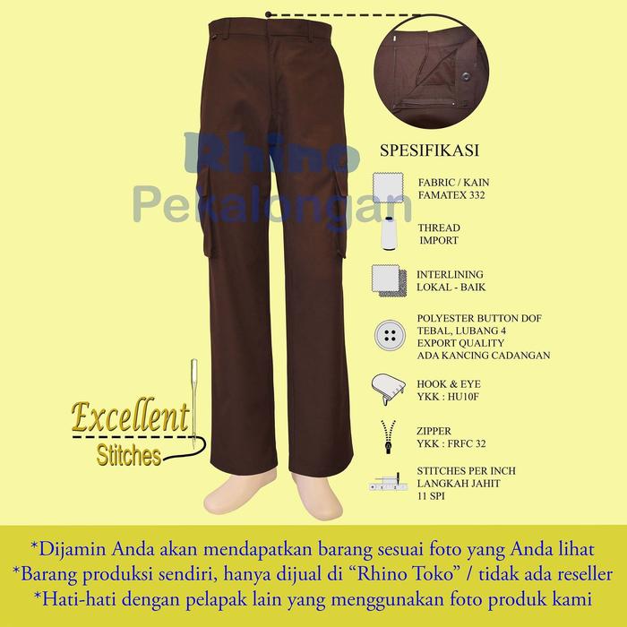 Gambar CELANA CARGO PRAMUKA PENGGALANG, PENEGAK & PANDEGA PUTRA - FAMATEX - Cokelat, 28 dari RHINO TOKO undefined Tokopedia