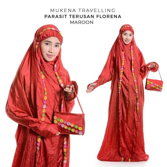 Gambar Belimukena - Mukena Dewasa Traveling Parasit Terusan Florena - Maroon dari Belimukena undefined Tokopedia