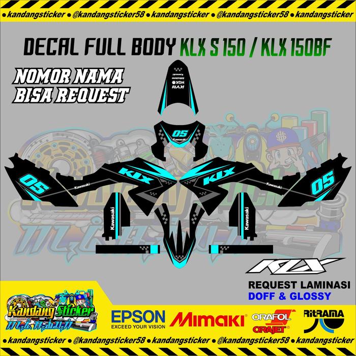 Gambar Decal KLX S & KLX BF Custom SuperMoto MotoCross Trail GrassTrack - Light Blue, Laminasi Glossy dari KandangSticker undefined Tokopedia