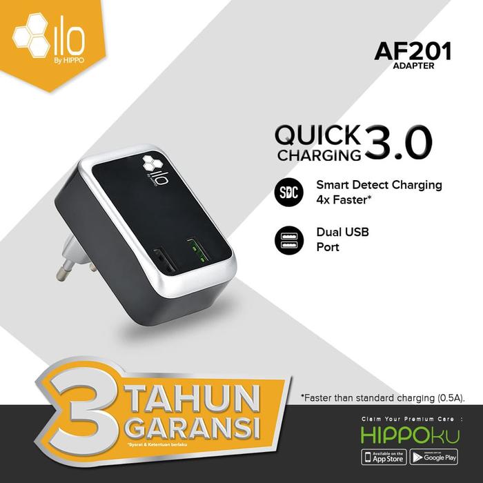 Gambar Hippo ILO AF201 Adaptor Charger Fast Quick Charging 3.0 Simple Pack dari ILO Id undefined Tokopedia