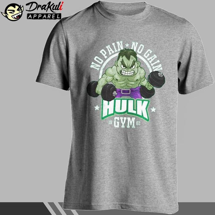 Gambar T Shirt 17 - Hulk No Pain No Gain - Abu-abu, M dari Drakuli Games Store undefined Tokopedia