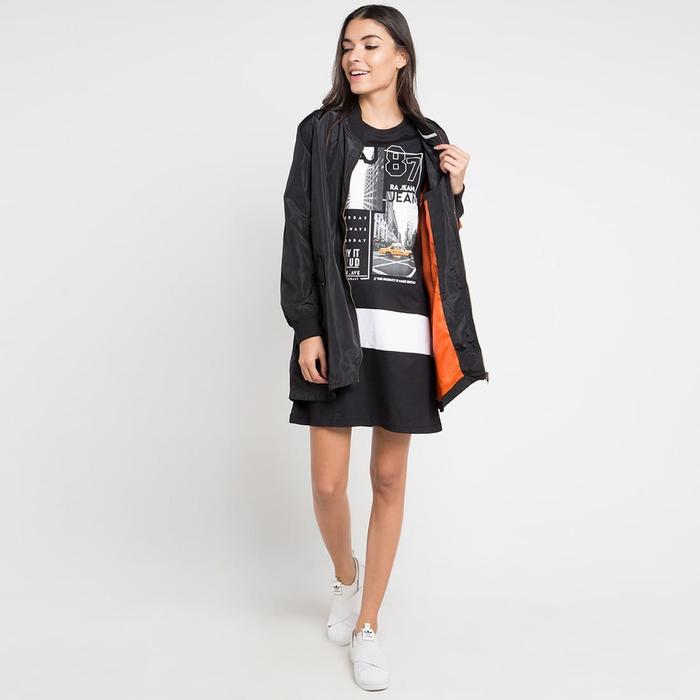 Gambar Jacket Woman RA Jeans Flight Bomber Black/Orange Premium - S dari RA Street undefined Tokopedia