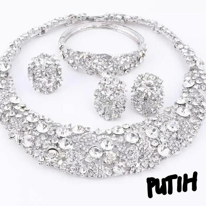 Gambar LUXURY AAA CUBIC ZIRCON WATER DROP WEDDING JEWELRY SET - Putih dari Mama Silver undefined Tokopedia