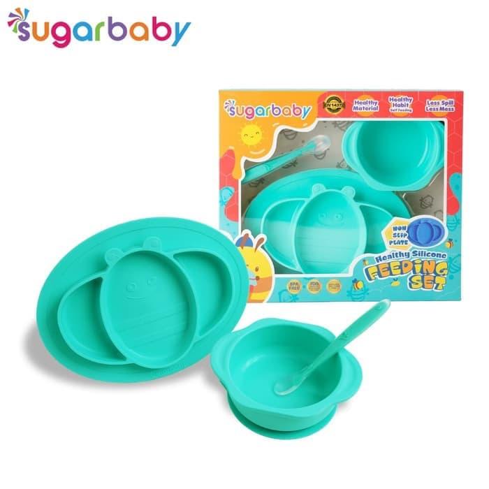 Gambar Sugar Baby - 3in1 Healthy Silicone Feeding Set GREEN - GREEN dari Chubby Baby Jakarta undefined Tokopedia
