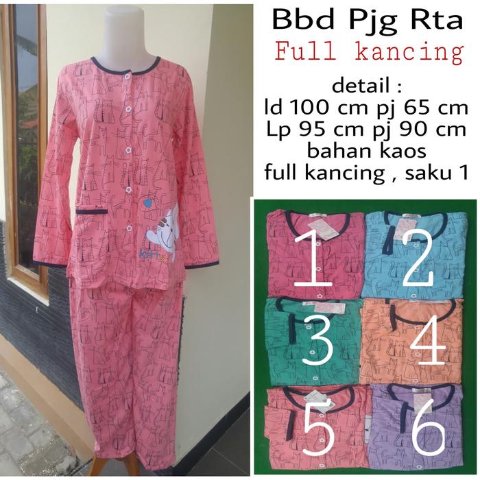 Gambar setelan baju tidur Lorita lengan panjang full kancing busui dari sakhamedia undefined Tokopedia