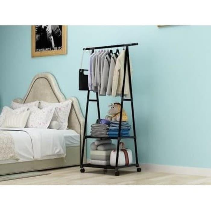 Gambar Gantungan Baju Segitiga Triangle Stand Hanger Rak Baju Segitiga - Hitam dari Indotown undefined Tokopedia