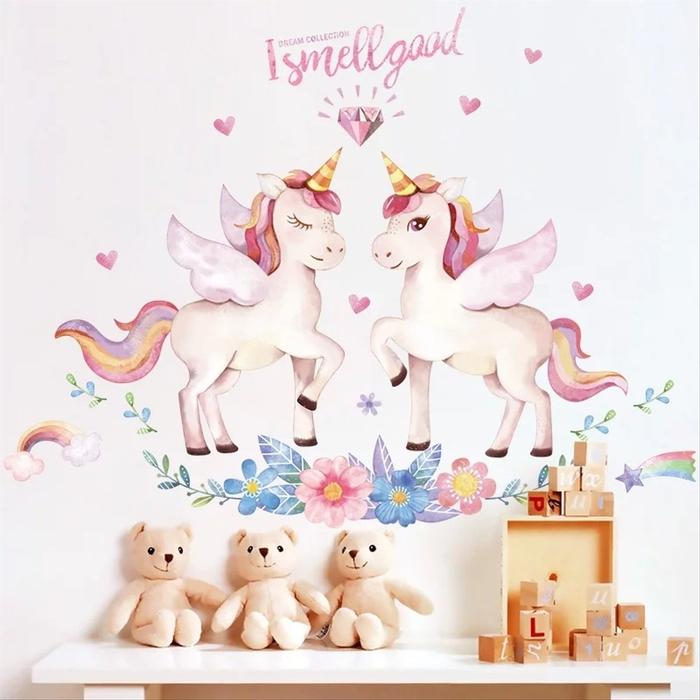 Gambar MURAH Wall sticker Unicorn Sriker dinding kamar anak tema Unicorn dari TM-187 Interior undefined Tokopedia
