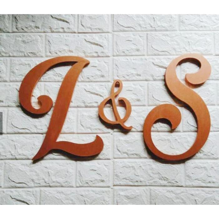 Gambar Gratis !!! Huruf Kayu 30CM Inisial Backdrop Lamaran Wedding Gratis 1& - Coklat Metalic, 30 cm dari Simplewoods_NEW undefined Tokopedia