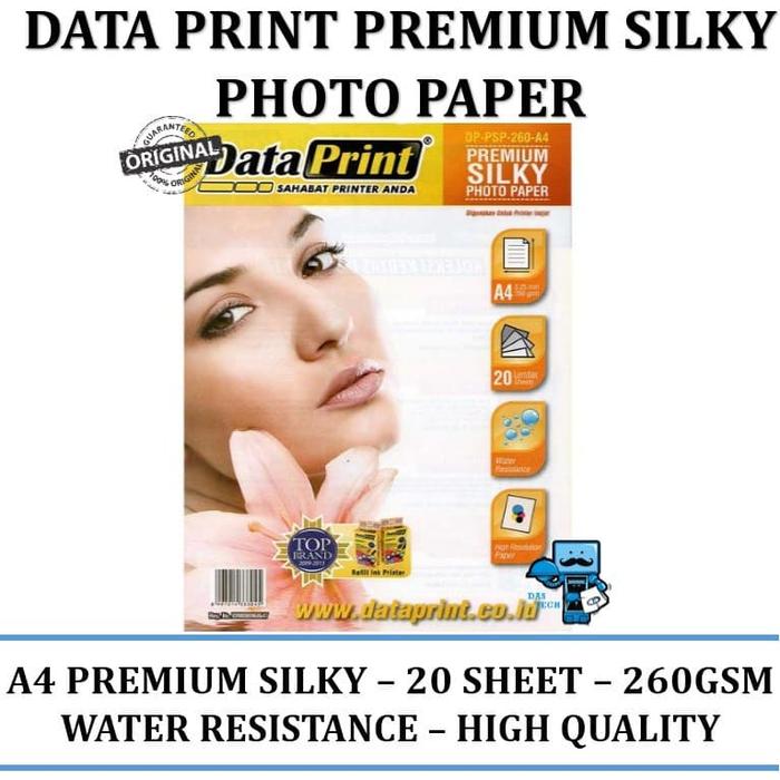 Jual Premium Silky Photo Paper Data Print / A4 / 20 Sheet / 260 Gsm ...