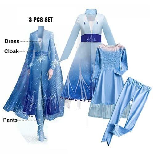 KOSTUM DRESS ELSA FROZEN 2 1SET - Size 