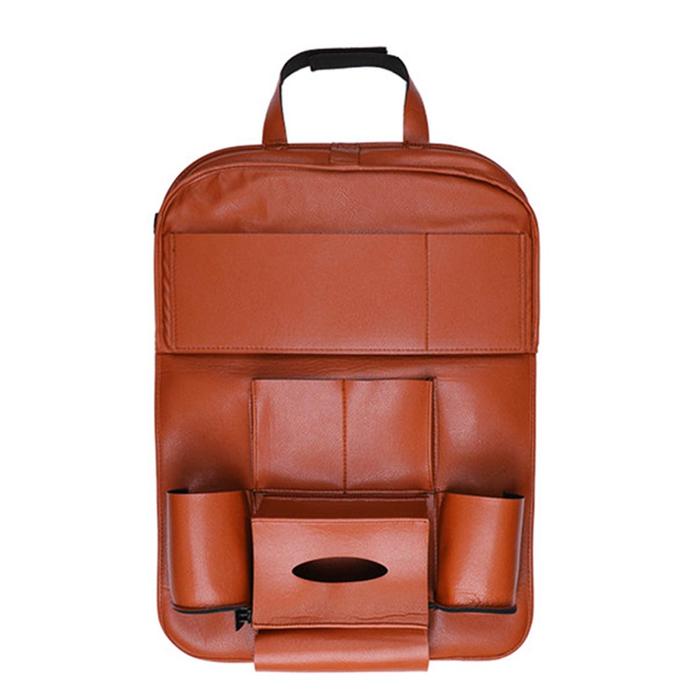 Gambar ONEVER Car Seat Back Hanging Organizer Storage Bag Universal Leather - Cokelat dari Experimart undefined Tokopedia