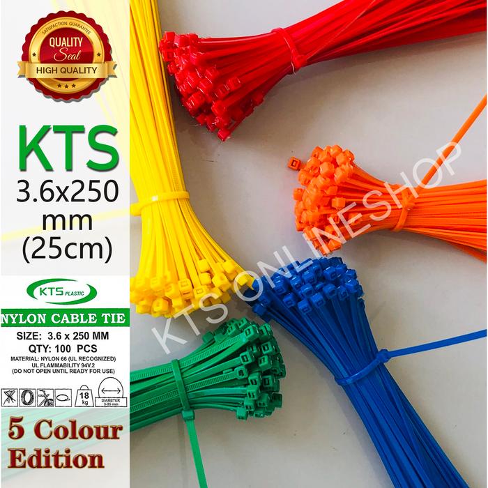 Gambar kabel ties 3.6x250mm Warna Merah/Kuning/Biru/Hijau/Orange isi 100pcs - Merah dari KTS Onlineshop undefined Tokopedia