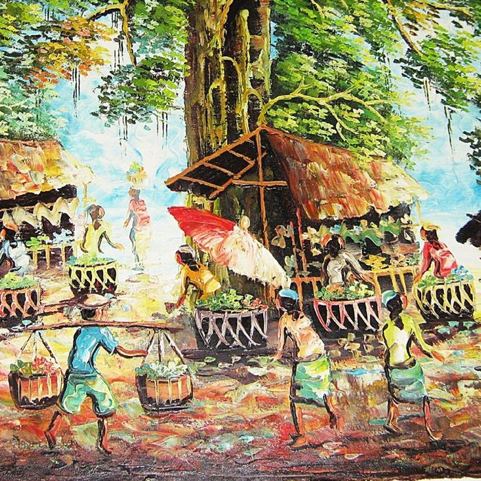 Jual Lukisan Pasar Palet Aktifitas Perekonomian Yang Tiada Henti Kota Denpasar Bali Bagus Art Tokopedia