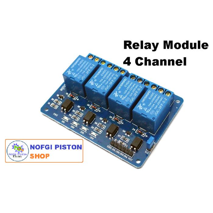Gambar Relay Module 5V 4 Channel 10A 220V for Arduino Raspberry Pi ARM AVR dari Nofgi Piston Shop undefined Tokopedia