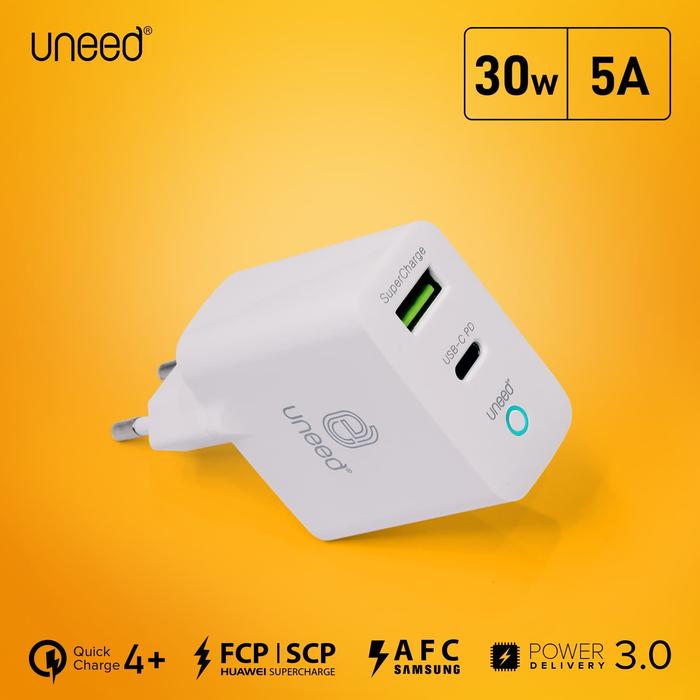 Gambar UNEED Smart Charger QC 3.0/QC 4+/PD 3.0 30w with PPS System - UCH407 dari Uneed Indonesia undefined Tokopedia