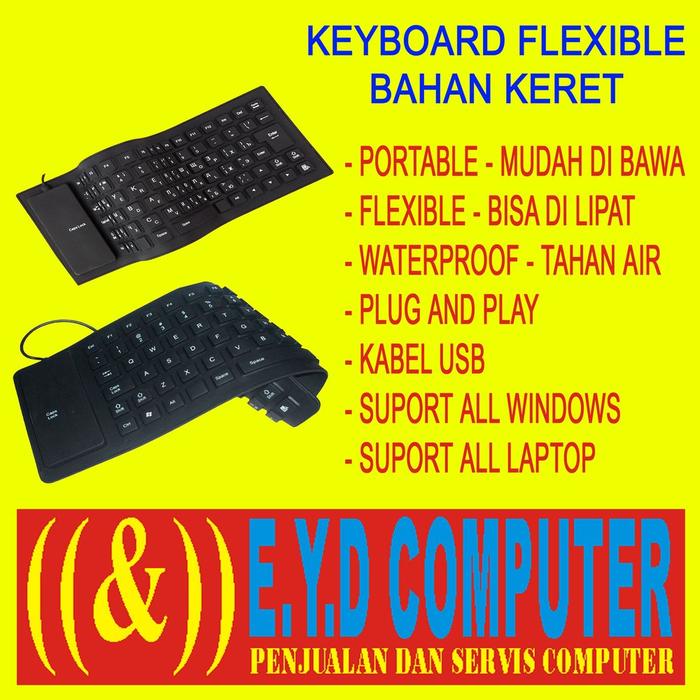 Gambar KEYBOARD USB KARET MINI FLEXIBLE KIBOT FLEKSIBEL KEYBORD LIPAT GULUN dari Fabmi11 undefined Tokopedia