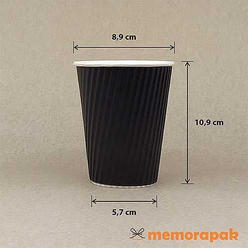 Jual Paper Cup 12 Oz W-barrier Hitam + Tutup Hitam + Stirrer Di Seller ...