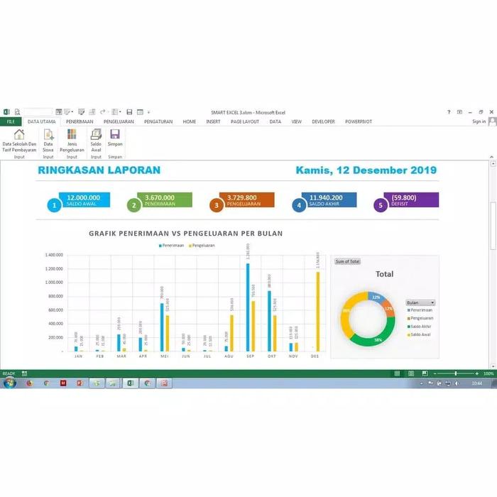 Gambar aplikasi program software excel 3 pembayaran spp dan pengeluaran dari LeggingBagus undefined Tokopedia