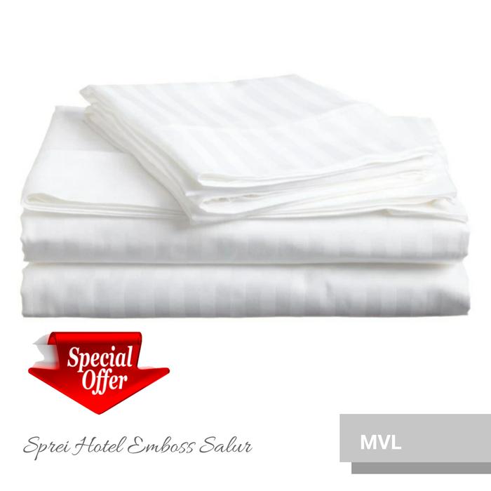 Gambar Sprei Set Katun Emboss Salur King Koil - Bed 160 T30 - Putih dari Marvelo Bedding Kab. Sleman Tokopedia