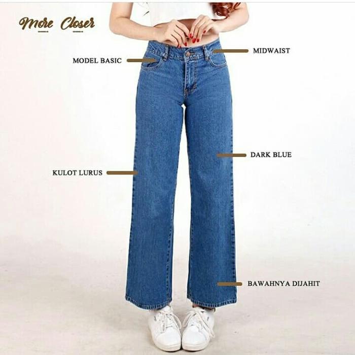 celana jeans dark blue kulot Denim 