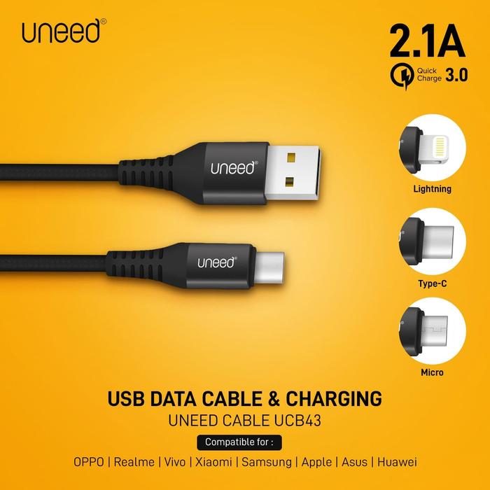 Gambar UNEED Nylon Braided Kabel Data Type C, Micro USB, Lightning - UCB43 - Micro USB dari Uneed Indonesia undefined Tokopedia