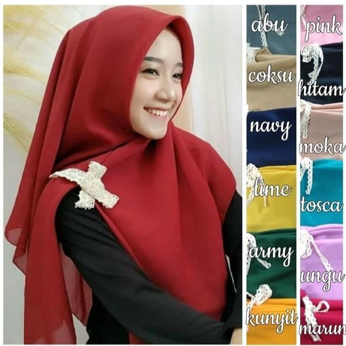Gambar jilbab instant pita instan segitiga renda dari caca_hijab undefined Tokopedia