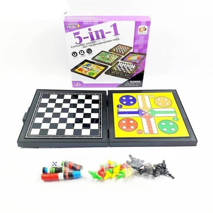 Gambar 5 in 1 Exploited Wisdom Board Games 5in1 Catur Ludo Halma Ular Tangga dari JE Living Store undefined Tokopedia