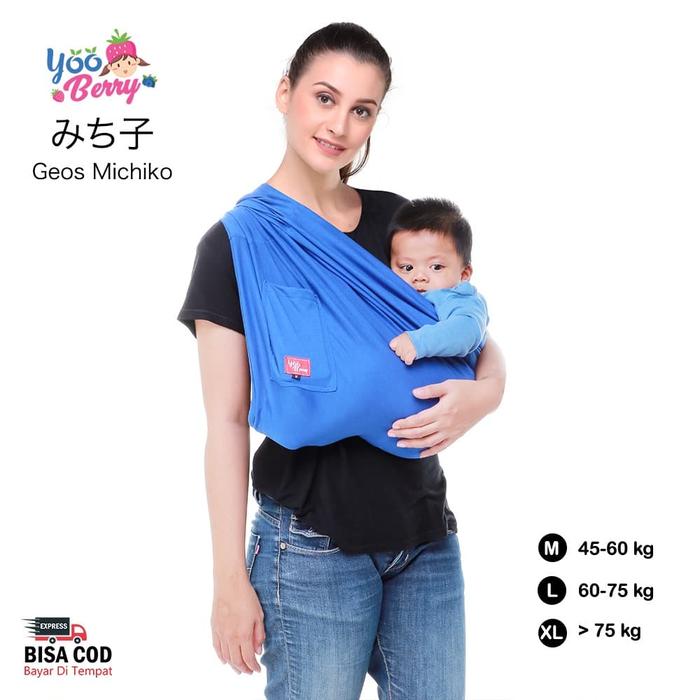 Gambar YooBerry Geos Michiko Gendongan Bayi Samping Baby Sling ANT001 - Biru, XL dari Berry Baby Kota Bandung Tokopedia