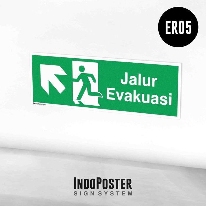 Jual Stiker label K3 safety sign jalur arah evakuasi arah kiri atas - S ...